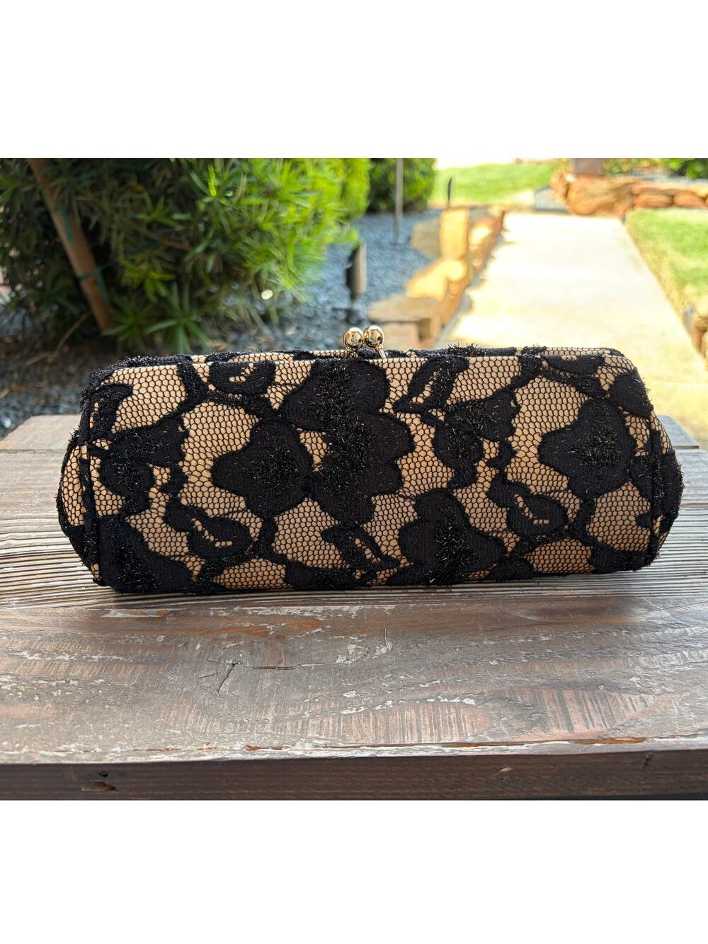 VTG Style Evening Clutch Black Lace Elegant